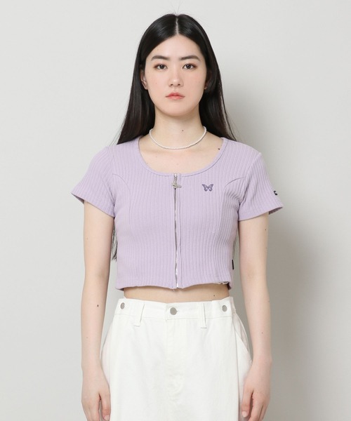 FANCY CLUB（ファンシークラブ）の「NASTY FANCY CLUB／SQUAR NECK ZIP　2299067（カーディガン/ボレロ・レディース・ライトブルー/ブラック/パープル・FREE）」の11枚目の写真