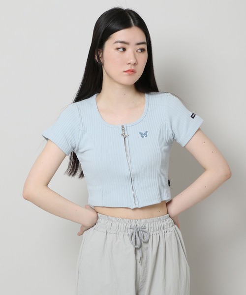 FANCY CLUB（ファンシークラブ）の「NASTY FANCY CLUB／SQUAR NECK ZIP　2299067（カーディガン/ボレロ・レディース・ライトブルー/ブラック/パープル・FREE）」の13枚目の写真