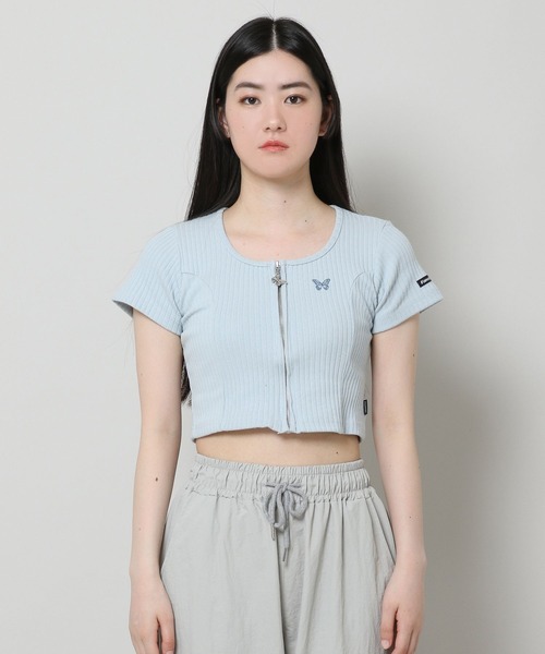 FANCY CLUB（ファンシークラブ）の「NASTY FANCY CLUB／SQUAR NECK ZIP　2299067（カーディガン/ボレロ・レディース・ライトブルー/ブラック/パープル・FREE）」の15枚目の写真