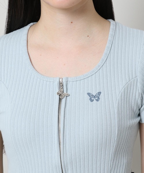 FANCY CLUB（ファンシークラブ）の「NASTY FANCY CLUB／SQUAR NECK ZIP　2299067（カーディガン/ボレロ・レディース・ライトブルー/ブラック/パープル・FREE）」の18枚目の写真