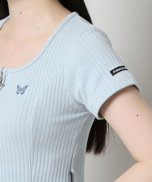 FANCY CLUB（ファンシークラブ）の「NASTY FANCY CLUB／SQUAR NECK ZIP　2299067（カーディガン/ボレロ・レディース・ライトブルー/ブラック/パープル・FREE）」の19枚目の写真