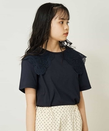 a.v.v | [140-150]レース衿半袖Tシャツ(Tシャツ/カットソー)