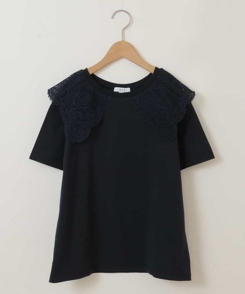 a.v.v（アーヴェヴェ）の「[140-150]レース衿半袖Tシャツ（Tシャツ/カットソー・キッズ・ネイビー/アイボリー・150/140）」の13枚目の写真