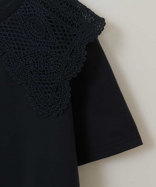 a.v.v（アーヴェヴェ）の「[140-150]レース衿半袖Tシャツ（Tシャツ/カットソー・キッズ・ネイビー/アイボリー・150/140）」の16枚目の写真