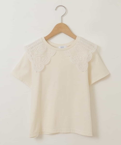a.v.v（アーヴェヴェ）の「[140-150]レース衿半袖Tシャツ（Tシャツ/カットソー・キッズ・ネイビー/アイボリー・150/140）」の19枚目の写真