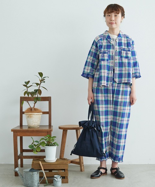 chambre de charme(シャンブルドゥシャーム)の「cdc コットンタイプライター NVW ナップサック(バックパック/リュック・レディース・ネイビー/グリーン・FREE)」の7枚目の写真