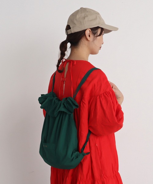 chambre de charme(シャンブルドゥシャーム)の「cdc コットンタイプライター NVW ナップサック(バックパック/リュック・レディース・ネイビー/グリーン・FREE)」の21枚目の写真