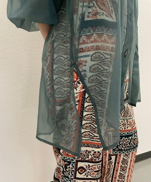 JUGLANS(ユグランス)の「☆ 魅力的なレイヤードスタイルが叶う。オーガンジーバッグギャザーブラウス 30479A232(シャツ/ブラウス・レディース・ブラック/ブラウン/グリーン・FREE)」の17枚目の写真