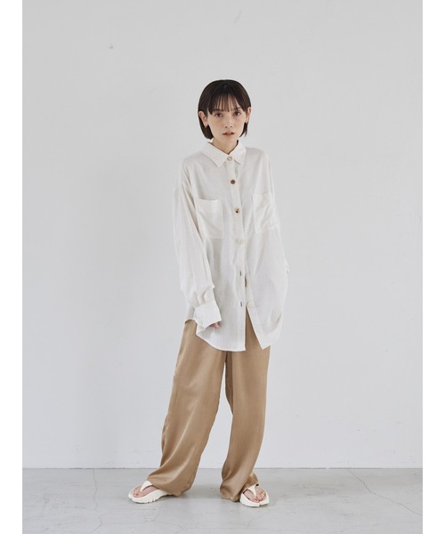 rem closet（レムクローゼット）の「ワッシャーサテンパンツ（その他パンツ・レディース・グレイッシュブルー/ベージュ・S/FREE）」の5枚目の写真