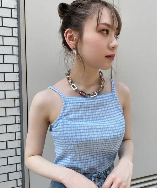 Narcissus（ナルシス）の「【Narcissus】ギンガムキャミソール（キャミソール・レディース・ブラック/ブルー・FREE）」の2枚目の写真