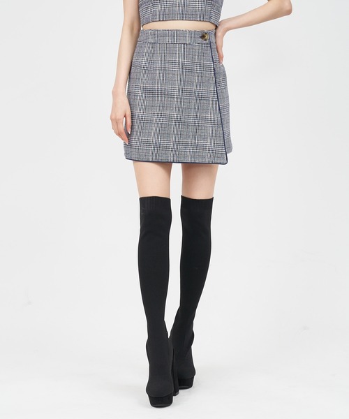 SPIRALGIRL（スパイラルガール）の「チェック柄パイピングラップショートパンツ（その他パンツ・レディース・ネイビー/ブラウン・FREE）」の12枚目の写真