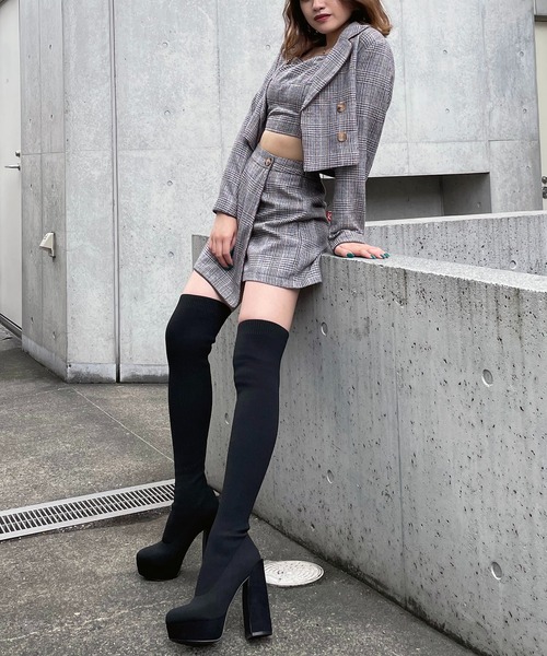 SPIRALGIRL（スパイラルガール）の「チェック柄パイピングラップショートパンツ（その他パンツ・レディース・ネイビー/ブラウン・FREE）」の5枚目の写真