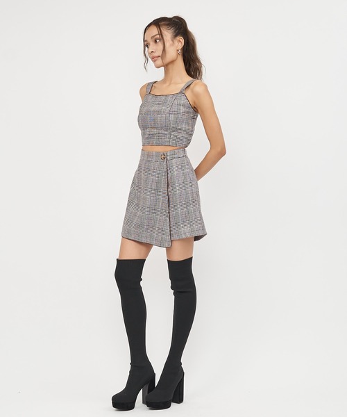 SPIRALGIRL（スパイラルガール）の「チェック柄パイピングラップショートパンツ（その他パンツ・レディース・ネイビー/ブラウン・FREE）」の14枚目の写真