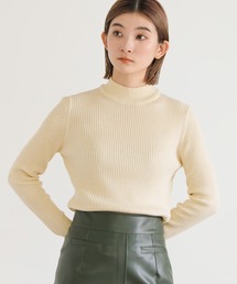 プチハイネックシンプルリブニット