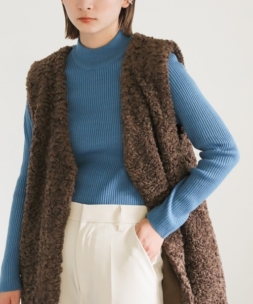 select MOCA(セレクトモカ)の「プチハイネックシンプルリブニット(ニット/セーター・レディース・テラコッタ/ベージュ/ブルー/アイボリー/ブラック・FREE)」の14枚目の写真