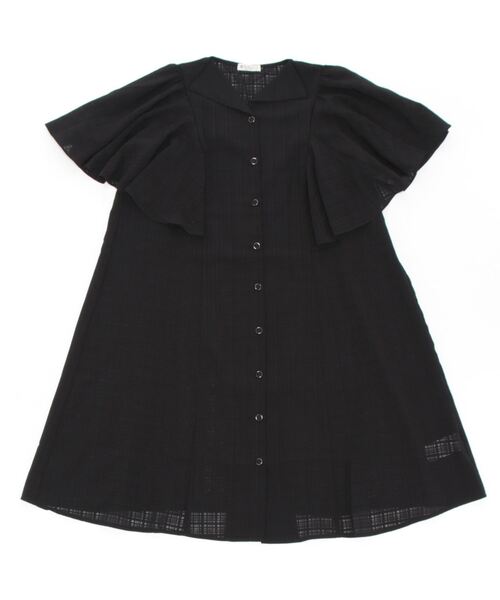 ベルト付ケープ風シアー袖ワンピース 成瀬愛里さん着用》フロントボタンケープ風ニットワンピース
