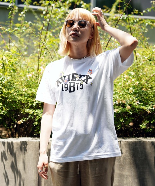 AVIREX(アヴィレックス)の「【直営店限定】FLOWER MOTIF T-SHIRT/ フラワーモチーフ ティーシャツ(Tシャツ/カットソー・レディース・オフホワイト/イエロー・FREE)」の7枚目の写真