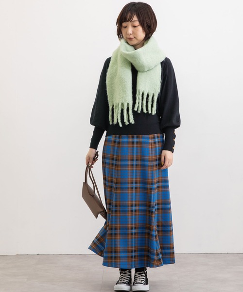 POU DOU DOU(プードゥドゥ)の「ブークレーマフラー(マフラー・レディース・ブラウン/ライトブルー/ダークグレー/ミント・8)」の9枚目の写真