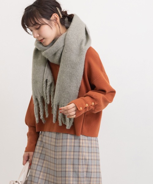 POU DOU DOU(プードゥドゥ)の「ブークレーマフラー(マフラー・レディース・ブラウン/ライトブルー/ダークグレー/ミント・8)」の11枚目の写真