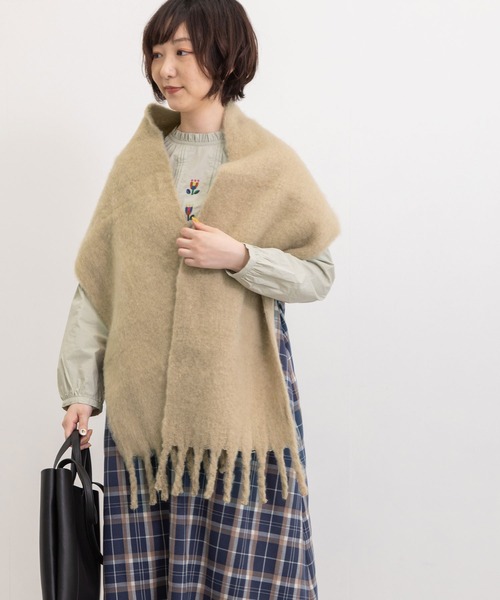 POU DOU DOU(プードゥドゥ)の「ブークレーマフラー(マフラー・レディース・ブラウン/ライトブルー/ダークグレー/ミント・8)」の13枚目の写真