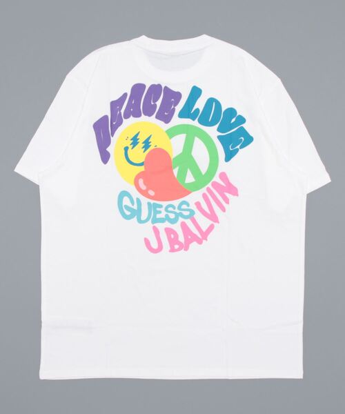 GUESS ORIGINALS（ゲスオリジナルズ）の「GUESS x J BALVIN/ゲス×ジェイバルヴィン/GO J BALVIN PEACE LOVE SHIRTS（Tシャツ/カットソー・メンズ・ホワイト・L/XL/M）」の2枚目の写真