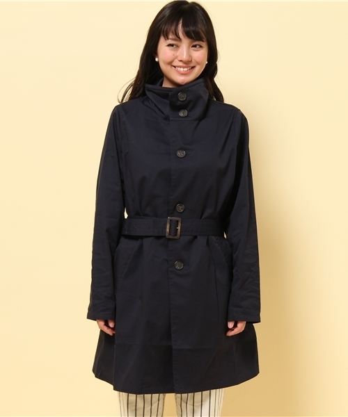 GIORDANO（ジョルダーノ）の「[GIORDANO]コットンツイルスプリングステンカラーコート（ステンカラーコート・レディース・ベージュ/ネイビー・MEDIUM/LARGE）」の3枚目の写真