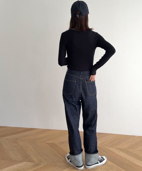 CANAL JEAN（キャナルジーン）の「El mar(エルマール) リブクルーネックロングTシャツ（Tシャツ/カットソー・レディース・チャコールグレー/ブラック/ブラウン/アイボリー・ONE SIZE）」の8枚目の写真