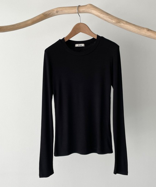 CANAL JEAN（キャナルジーン）の「El mar(エルマール) リブクルーネックロングTシャツ（Tシャツ/カットソー・レディース・チャコールグレー/ブラック/ブラウン/アイボリー・ONE SIZE）」の16枚目の写真