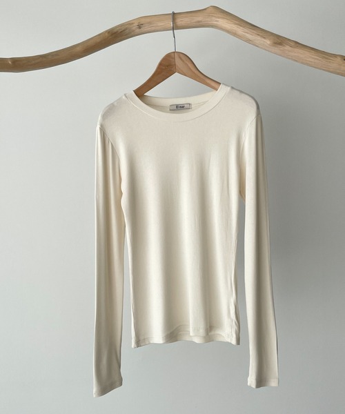 CANAL JEAN（キャナルジーン）の「El mar(エルマール) リブクルーネックロングTシャツ（Tシャツ/カットソー・レディース・チャコールグレー/ブラック/ブラウン/アイボリー・ONE SIZE）」の13枚目の写真