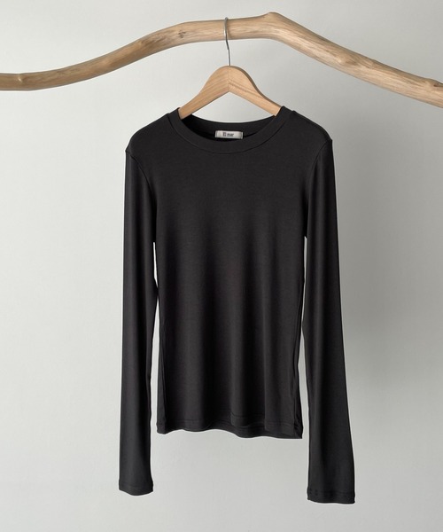 CANAL JEAN（キャナルジーン）の「El mar(エルマール) リブクルーネックロングTシャツ（Tシャツ/カットソー・レディース・チャコールグレー/ブラック/ブラウン/アイボリー・ONE SIZE）」の15枚目の写真