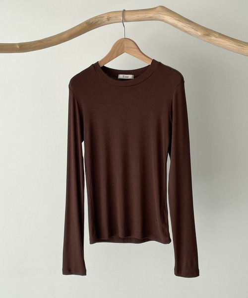 CANAL JEAN（キャナルジーン）の「El mar(エルマール) リブクルーネックロングTシャツ（Tシャツ/カットソー・レディース・チャコールグレー/ブラック/ブラウン/アイボリー・ONE SIZE）」の14枚目の写真
