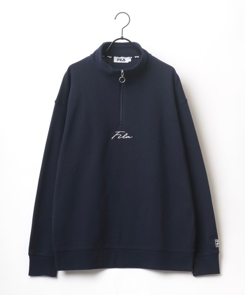 FILA（フィラ）の「FILA/フィラ 別注 ビッグシルエット ミニロゴ ワンポイント刺繍 ハーフジップ スウェット（スウェット・メンズ・アッシュグレー/ダークグリーン/ネイビー/スミクロ・LL/M/L）」の19枚目の写真