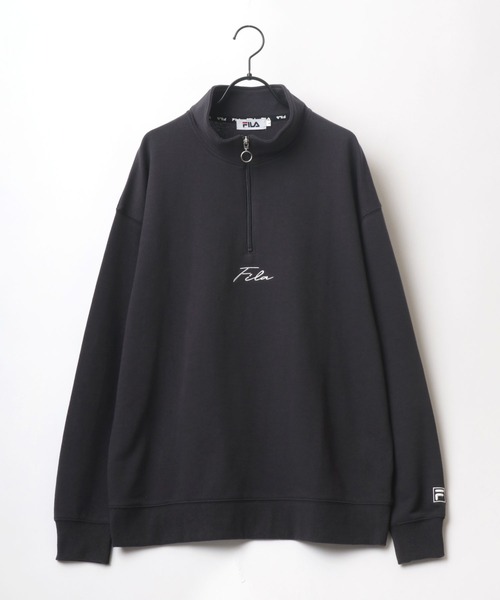 FILA（フィラ）の「FILA/フィラ 別注 ビッグシルエット ミニロゴ ワンポイント刺繍 ハーフジップ スウェット（スウェット・メンズ・アッシュグレー/ダークグリーン/ネイビー/スミクロ・LL/M/L）」の15枚目の写真