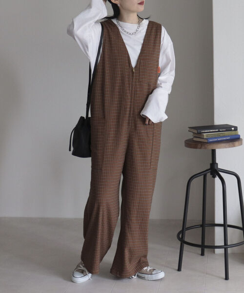 UNIVERSAL OVERALL（ユニバーサルオーバーオール）の「【UNIVERSAL OVERALL/ユニバーサルオーバーオール】T/Rチェックサロペット（サロペット/オーバーオール・レディース・ブラック系その他/ブラウン系その他・M）」の12枚目の写真