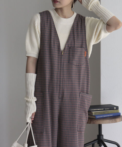 UNIVERSAL OVERALL（ユニバーサルオーバーオール）の「【UNIVERSAL OVERALL/ユニバーサルオーバーオール】T/Rチェックサロペット（サロペット/オーバーオール・レディース・ブラック系その他/ブラウン系その他・M）」の10枚目の写真