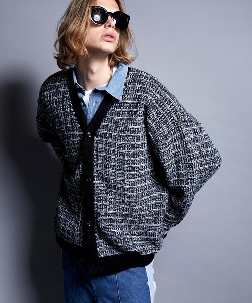 ENDER PRODUCTS(エンダープロダクツ)の「ツイードライクループヤーン ルーズニットカーディガン【ENDER PRODUCTS/エンダープロダクツ】(カーディガン/ボレロ・メンズ・ブラック系/グリーン系・L/M)」の8枚目の写真