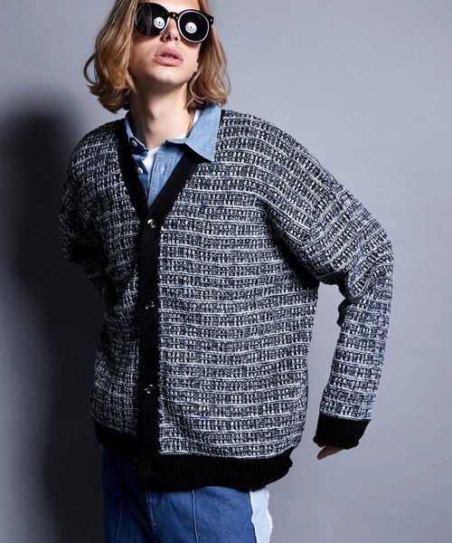 ENDER PRODUCTS(エンダープロダクツ)の「ツイードライクループヤーン ルーズニットカーディガン【ENDER PRODUCTS/エンダープロダクツ】(カーディガン/ボレロ・メンズ・ブラック系/グリーン系・L/M)」の9枚目の写真