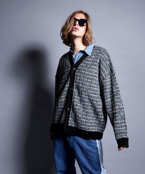 ENDER PRODUCTS(エンダープロダクツ)の「ツイードライクループヤーン ルーズニットカーディガン【ENDER PRODUCTS/エンダープロダクツ】(カーディガン/ボレロ・メンズ・ブラック系/グリーン系・L/M)」の10枚目の写真