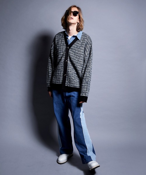 ENDER PRODUCTS(エンダープロダクツ)の「ツイードライクループヤーン ルーズニットカーディガン【ENDER PRODUCTS/エンダープロダクツ】(カーディガン/ボレロ・メンズ・ブラック系/グリーン系・L/M)」の11枚目の写真