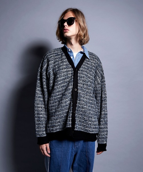 ENDER PRODUCTS(エンダープロダクツ)の「ツイードライクループヤーン ルーズニットカーディガン【ENDER PRODUCTS/エンダープロダクツ】(カーディガン/ボレロ・メンズ・ブラック系/グリーン系・L/M)」の12枚目の写真