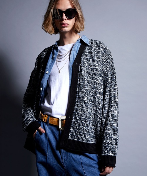 ENDER PRODUCTS(エンダープロダクツ)の「ツイードライクループヤーン ルーズニットカーディガン【ENDER PRODUCTS/エンダープロダクツ】(カーディガン/ボレロ・メンズ・ブラック系/グリーン系・L/M)」の13枚目の写真