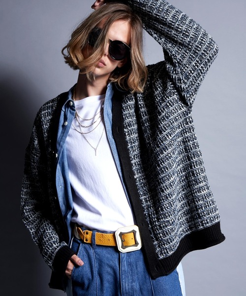 ENDER PRODUCTS(エンダープロダクツ)の「ツイードライクループヤーン ルーズニットカーディガン【ENDER PRODUCTS/エンダープロダクツ】(カーディガン/ボレロ・メンズ・ブラック系/グリーン系・L/M)」の14枚目の写真