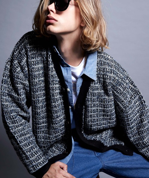 ENDER PRODUCTS(エンダープロダクツ)の「ツイードライクループヤーン ルーズニットカーディガン【ENDER PRODUCTS/エンダープロダクツ】(カーディガン/ボレロ・メンズ・ブラック系/グリーン系・L/M)」の20枚目の写真