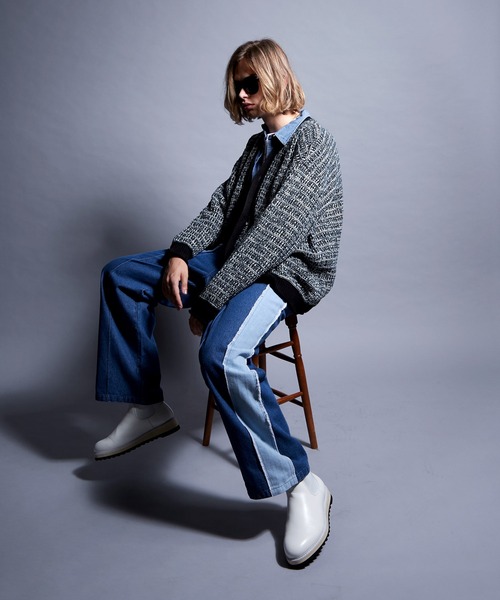 ENDER PRODUCTS(エンダープロダクツ)の「ツイードライクループヤーン ルーズニットカーディガン【ENDER PRODUCTS/エンダープロダクツ】(カーディガン/ボレロ・メンズ・ブラック系/グリーン系・L/M)」の22枚目の写真