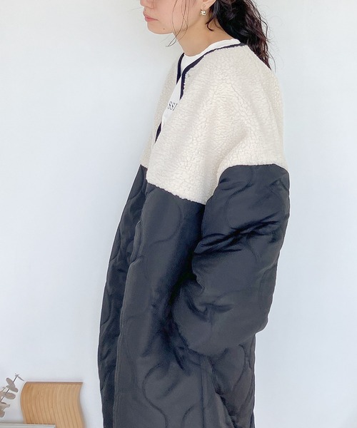 AS KNOW AS plus(アズノゥアズプラス)の「♪波キルティング とボア切替コート(その他アウター・レディース・モカ/アイボリー/オリーブ/ブラック・FREE)」の13枚目の写真