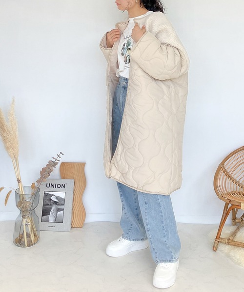 AS KNOW AS plus(アズノゥアズプラス)の「♪波キルティング とボア切替コート(その他アウター・レディース・モカ/アイボリー/オリーブ/ブラック・FREE)」の17枚目の写真