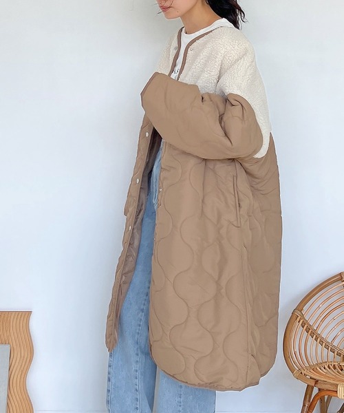 AS KNOW AS plus(アズノゥアズプラス)の「♪波キルティング とボア切替コート(その他アウター・レディース・モカ/アイボリー/オリーブ/ブラック・FREE)」の21枚目の写真