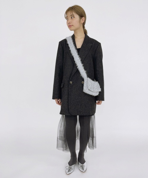 EDIT. FOR LULU（エディットフォールル）の「フランネル ダブルブレスト ジャケット（テーラードジャケット・レディース・グレー/ウッド・FREE）」の3枚目の写真