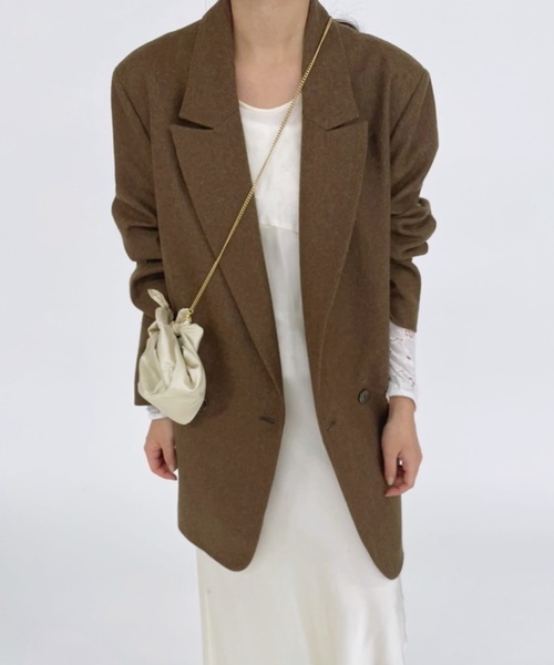 EDIT. FOR LULU（エディットフォールル）の「フランネル ダブルブレスト ジャケット（テーラードジャケット・レディース・グレー/ウッド・FREE）」の4枚目の写真