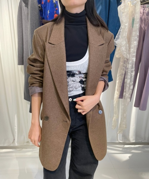 EDIT. FOR LULU（エディットフォールル）の「フランネル ダブルブレスト ジャケット（テーラードジャケット・レディース・グレー/ウッド・FREE）」の5枚目の写真